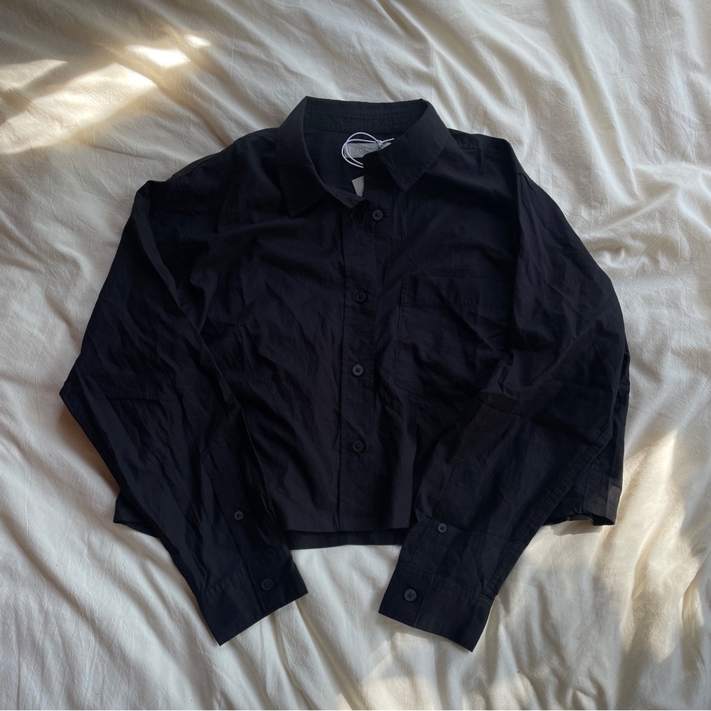 NWT Everlane The Silky Cotton Way-Short Shirt in black size medium